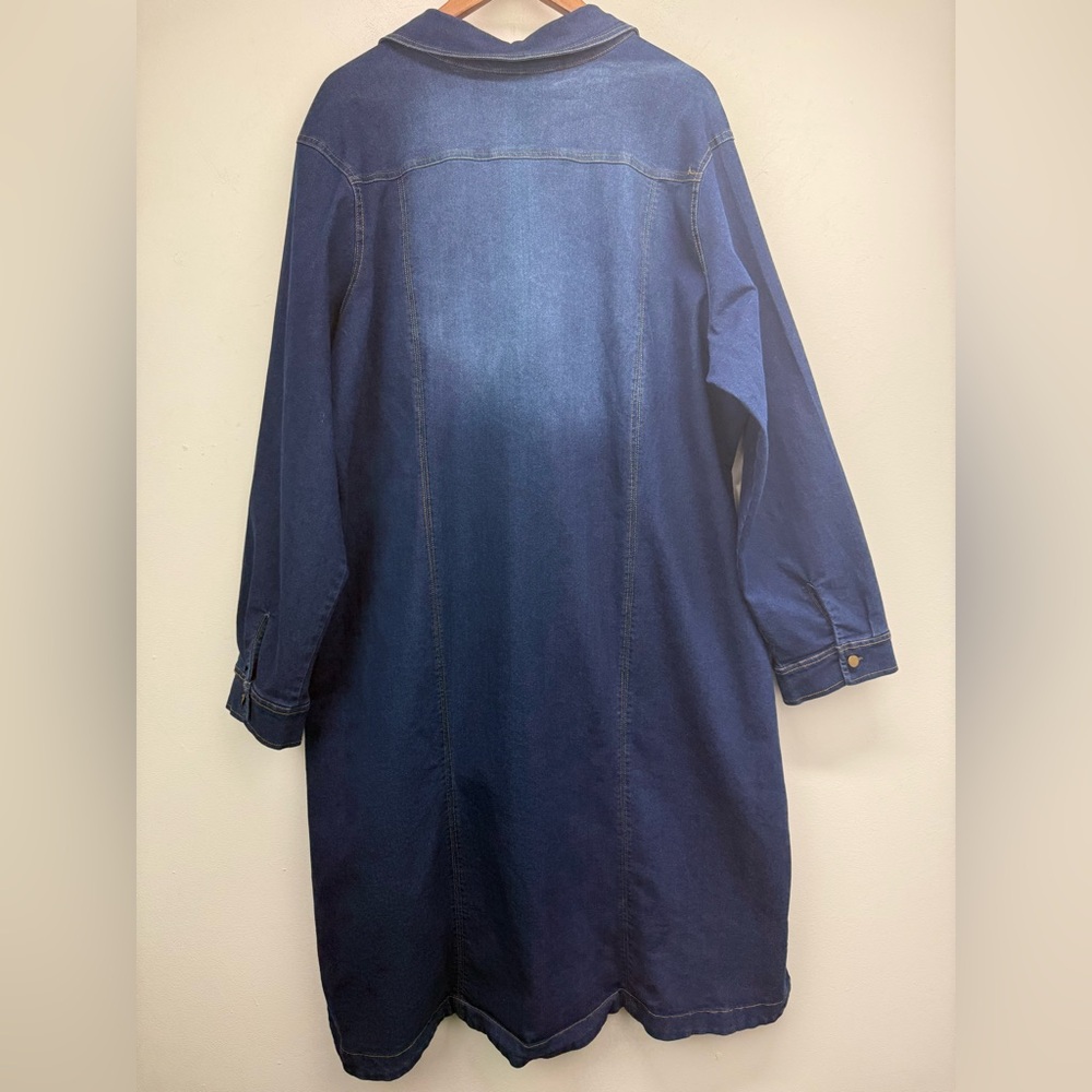Dark Blue Denim Shirt Dress Size 3x - Picture 6 of 8